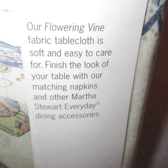 Vtg Martha Stewart Everyday Flowering Vine Oblong Fabric Tablecloth 52 x 70 NEW - Picture 9 of 12